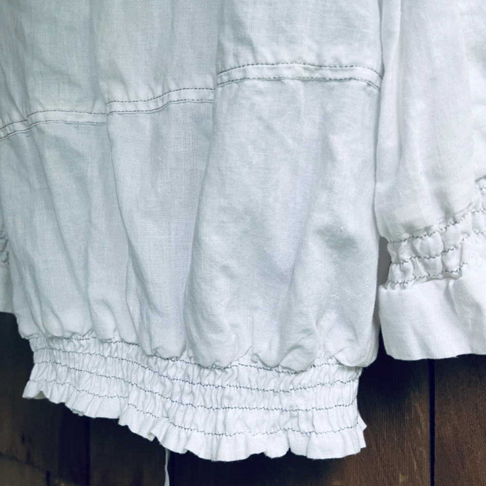 Rare Anthropologie Ryu Linen & Cotton Gathered Collar White Short Jacket Size S - Picture 14 of 14